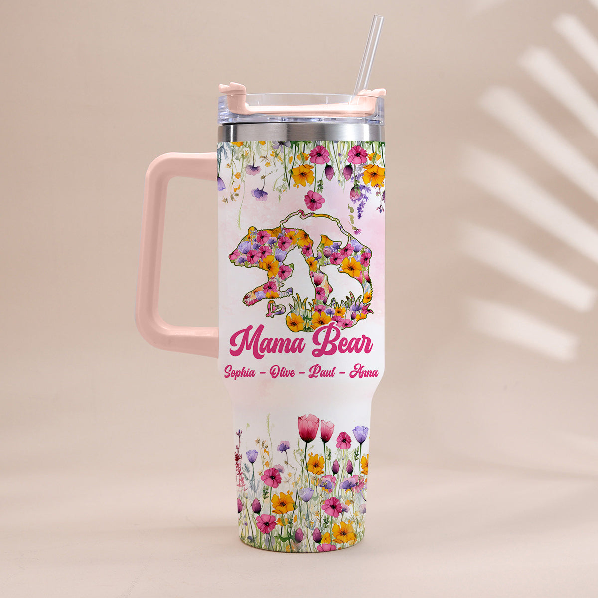 Mama Bear - Personalized Mother Tumbler With Handle