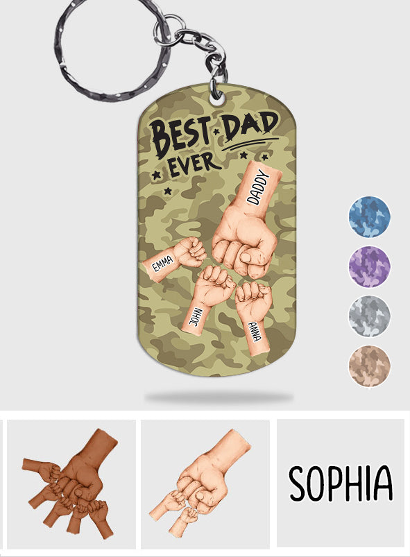Best Dad Ever Camo Pattern Fist Bump - Personalized Father Stainless Steel Keychain