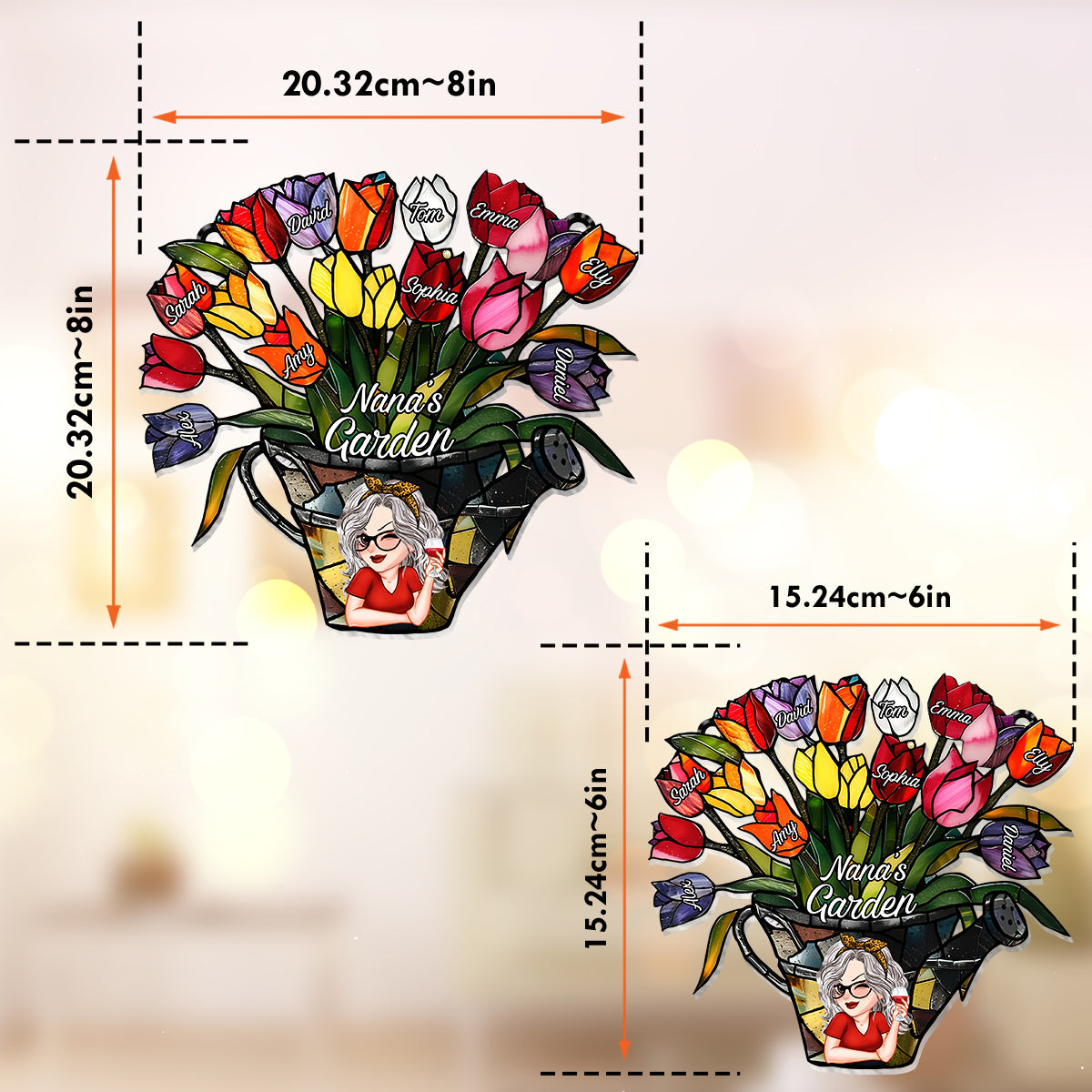 Grandma's Garden - Personalized Grandma Window Hanging Suncatcher Ornament