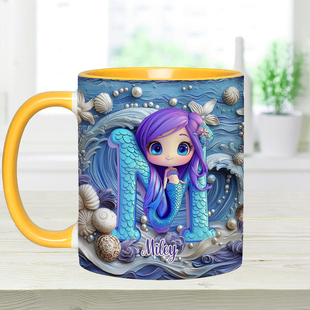 Mug personnalisé pour enfant avec une magnifique lettre sirène