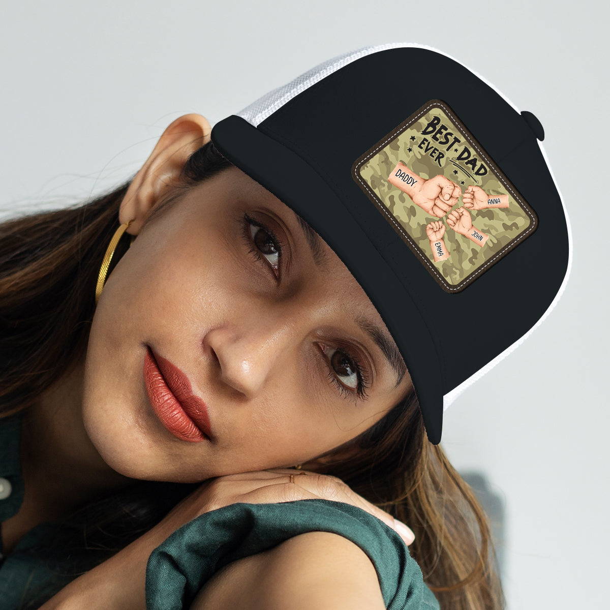 Best Dad Ever - Personalized Father Leather Patch Hat