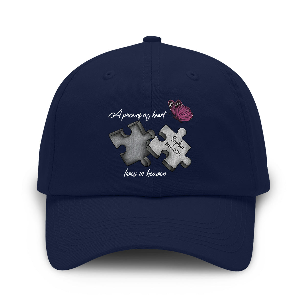 Memorial Butterfly Dragonfly Heaven Feather - Personalized Memorial Embroidered Classic Cap