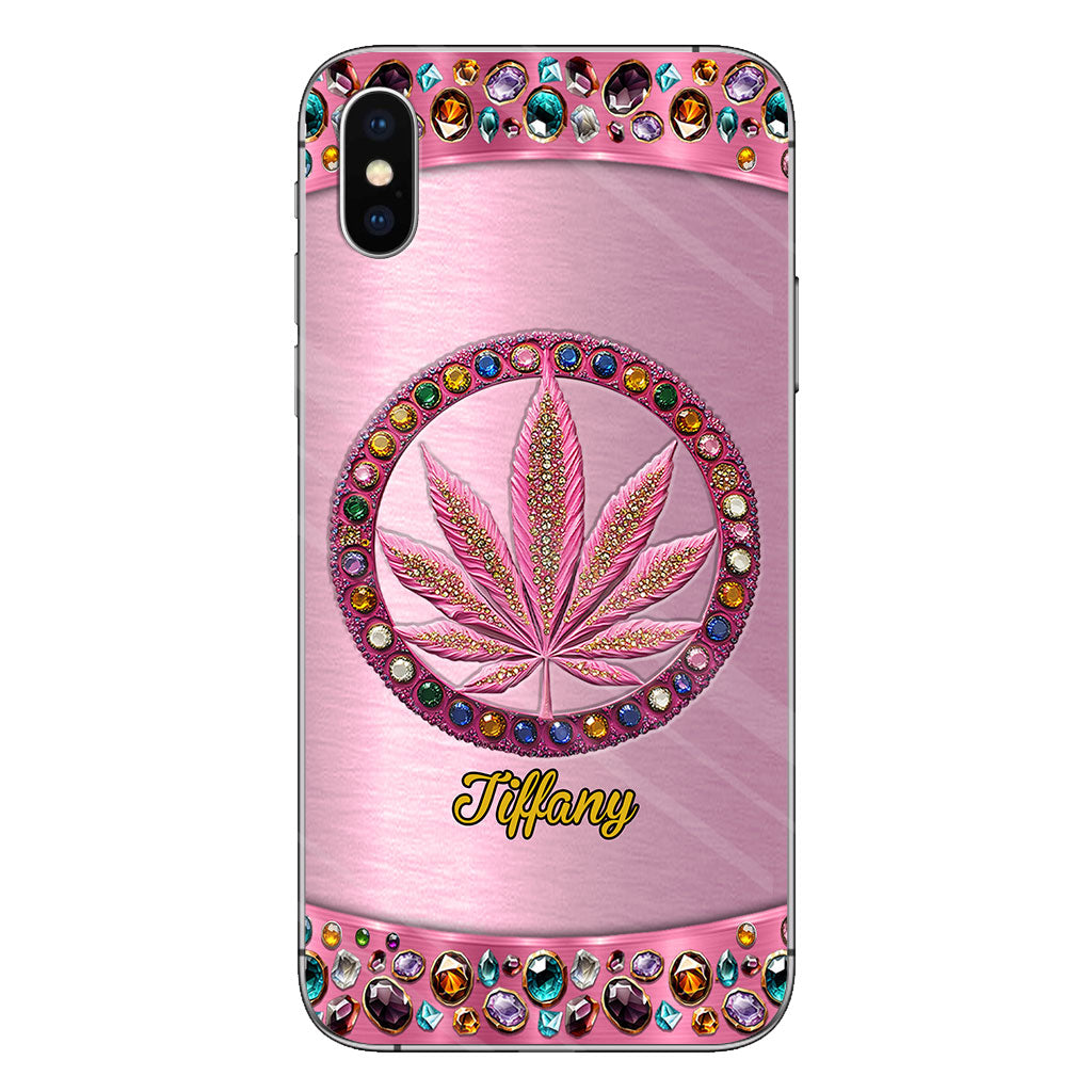 Stoner Chick – Personalisierte, durchsichtige Handyhülle mit Weed-Motiv
