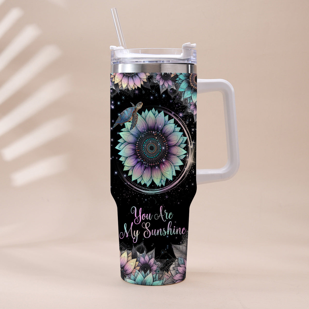 You Are My Sunshine - Personalized Turtle Tumbler With Handle