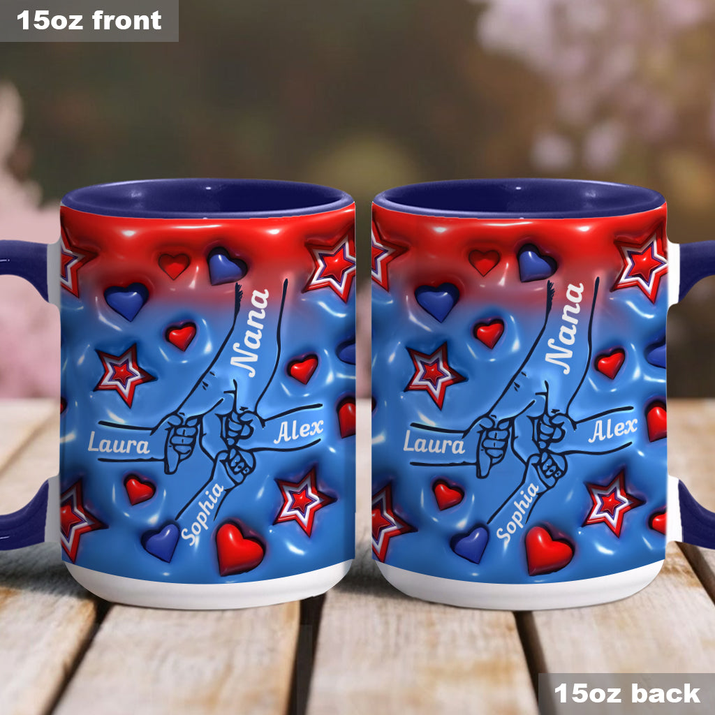 Nana & Grandkids Holding Hands - Personalized Grandma Accent Mug
