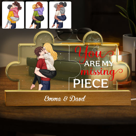 You Are My Missing Piece - Personalized Couple Shaped Led Night Light