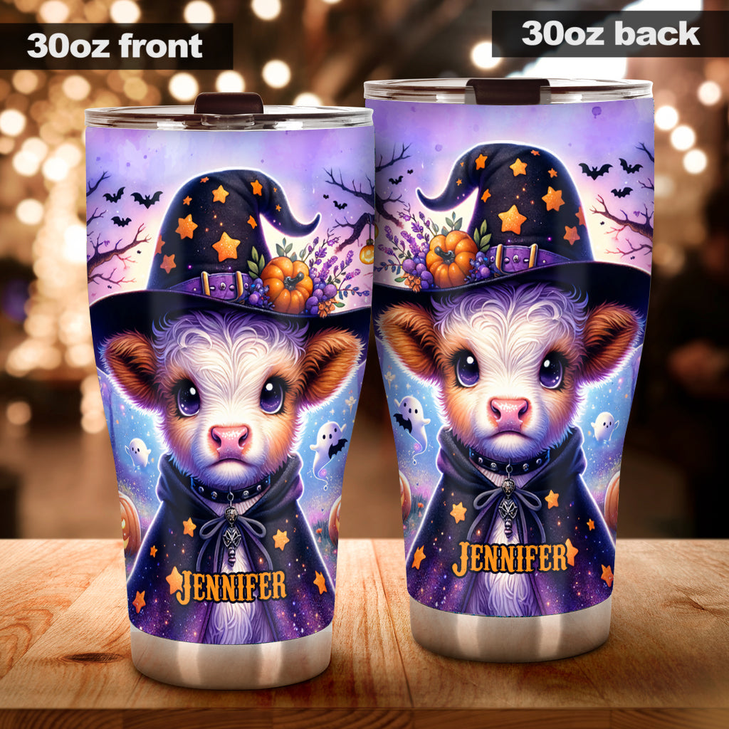 Baby Highland Cow Witch Halloween - Personalized Tumbler