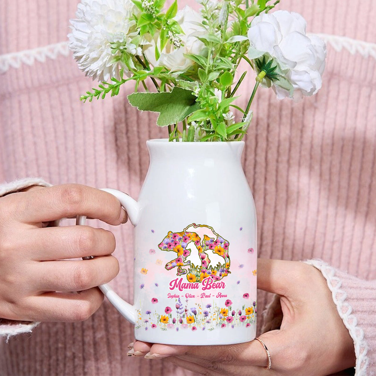 Mama Bear - Personalized Mother Ceramic Flower Vase