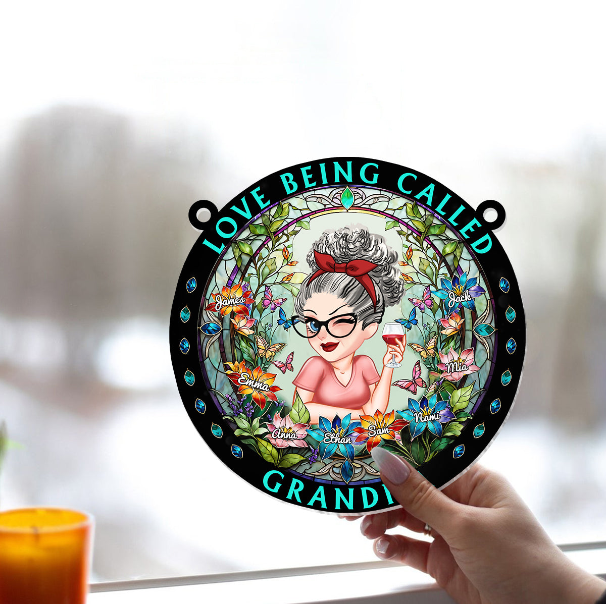 Grandma's Garden - Personalized Grandma Window Hanging Suncatcher Ornament