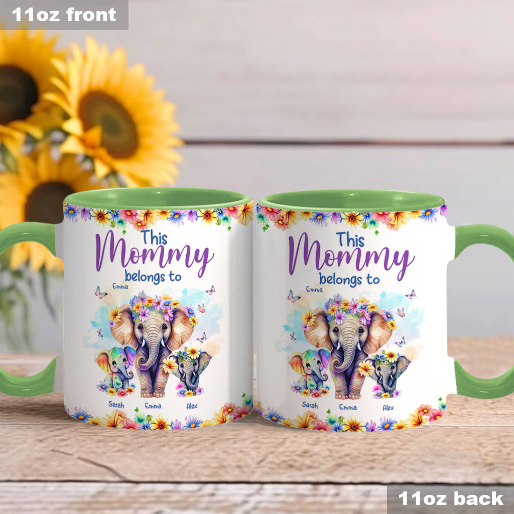 Elephants This Mommy Belongs To - Personalized Mother Accent Mug