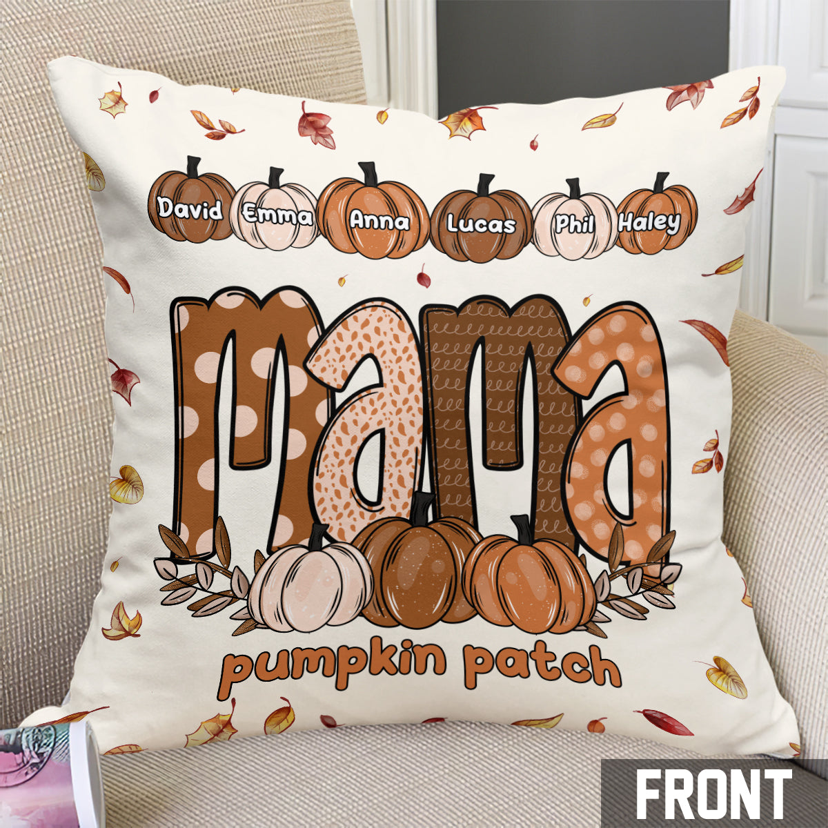 Mama Pumpkin Patch - Personalized Mother Throw Pillow