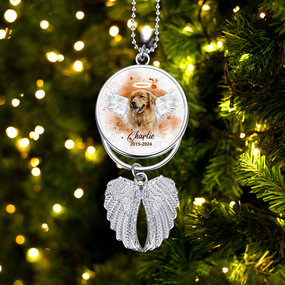 Tu as été emporté(e) sur des ailes d'ange - Ornement personnalisé en forme d'ailes de chien