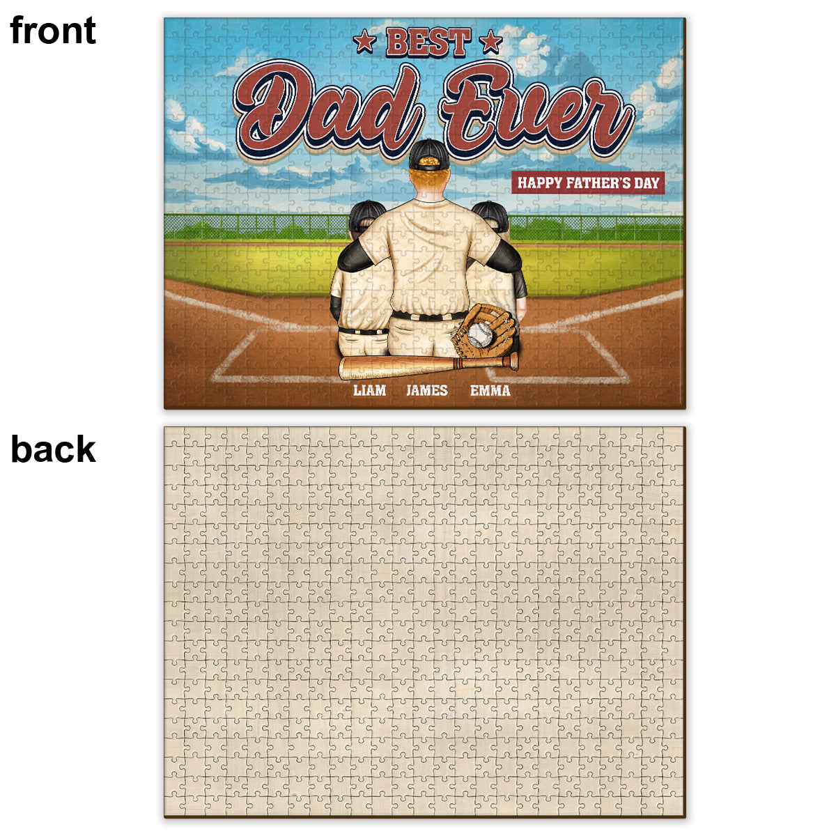 Best Dad Ever - Personalized Baseball Jigsaw Puzzle