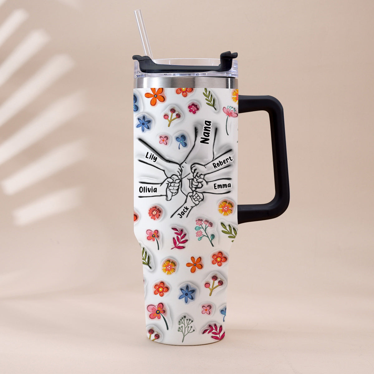 You Hold Our Hand - Personalized Mother Tumbler With Handle