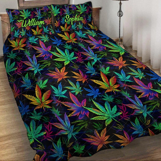 Irgendwo ist es 420 – Buntes Marihuana – Personalisiertes Weed-Quilt-Set