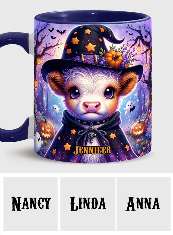 Baby Highland Cow Witch Halloween - Personalized Accent Mug