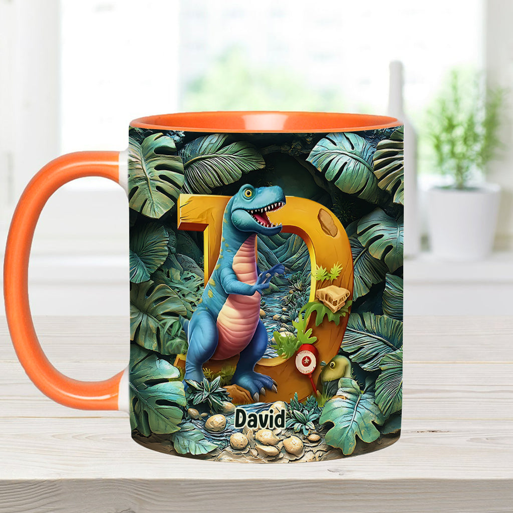 Mug personnalisé pour enfant avec lettre dinosaure