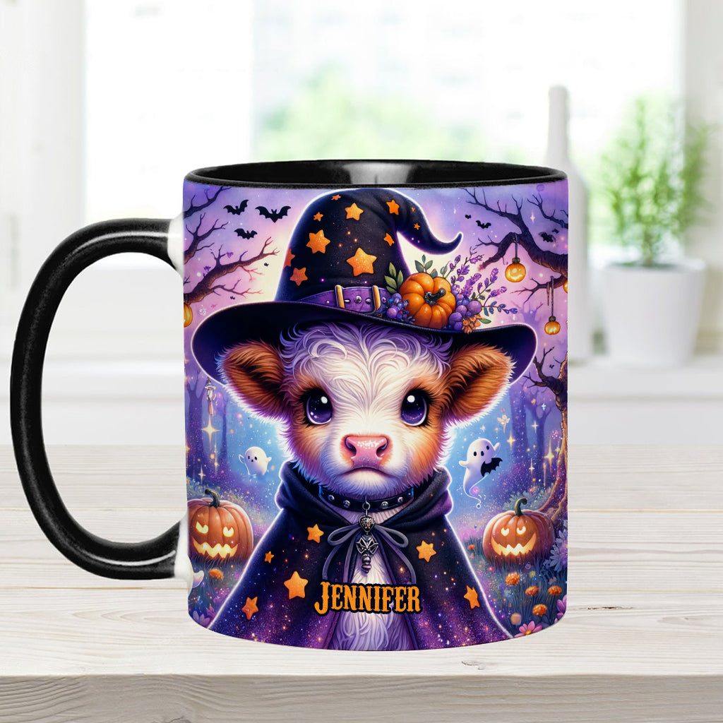 Baby Highland Cow Witch Halloween - Personalized Accent Mug