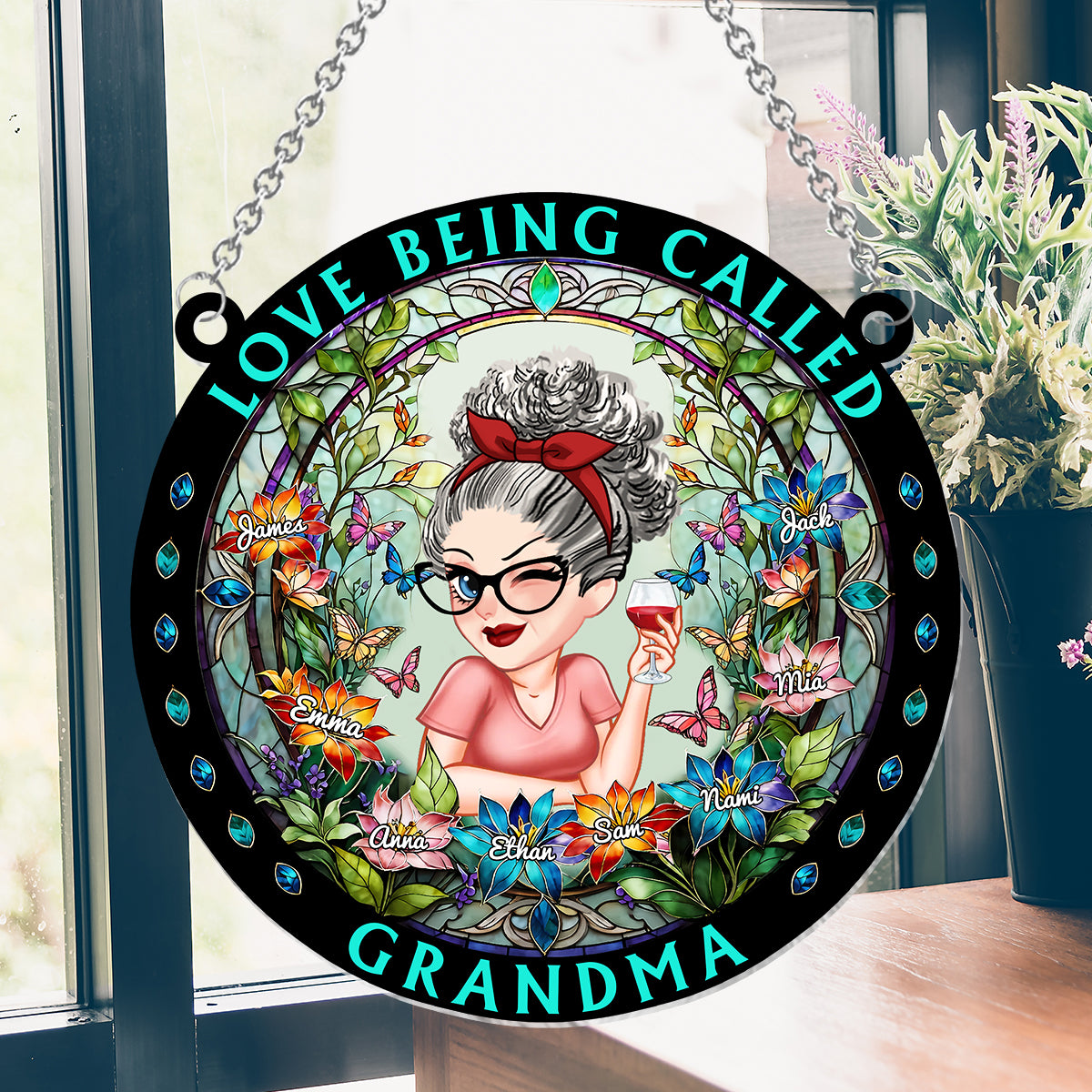 Grandma's Garden - Personalized Grandma Window Hanging Suncatcher Ornament
