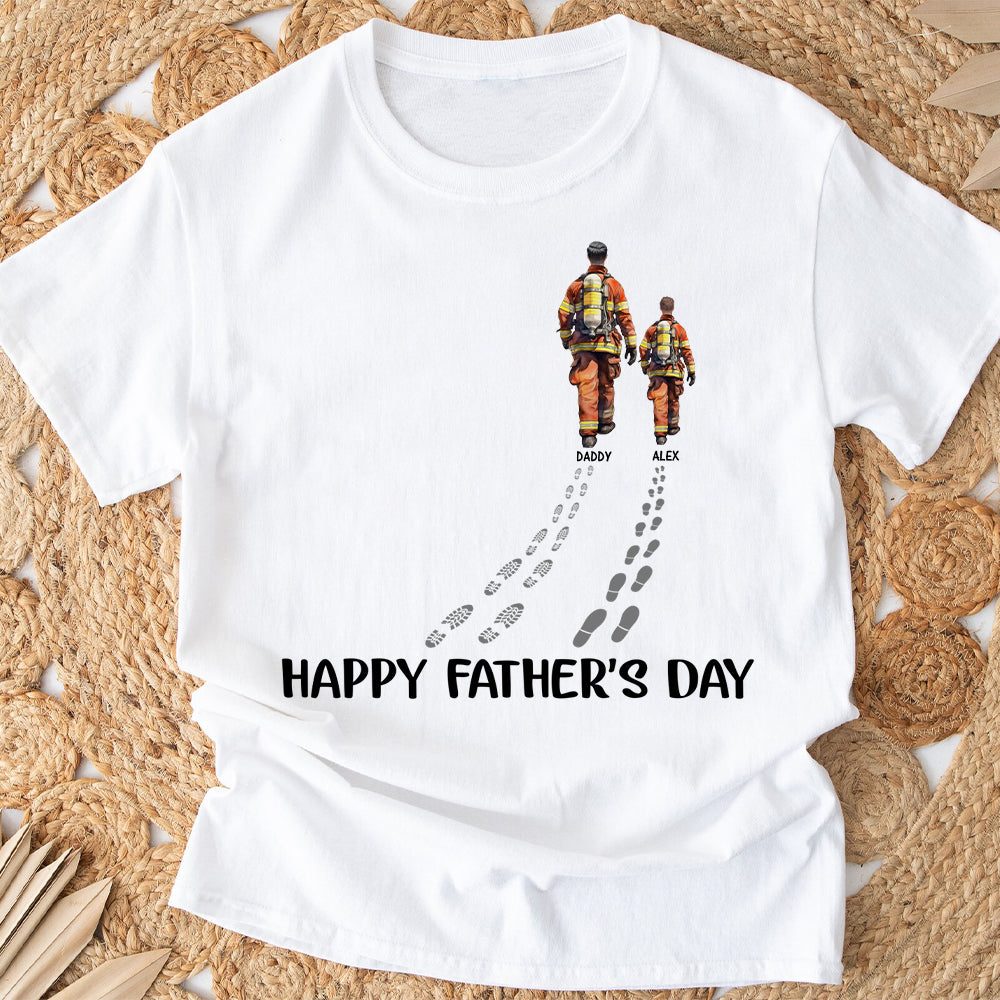 Happy Father's Day Firefighter Dad - Personalized Firefighter T-shirt And Hoodie