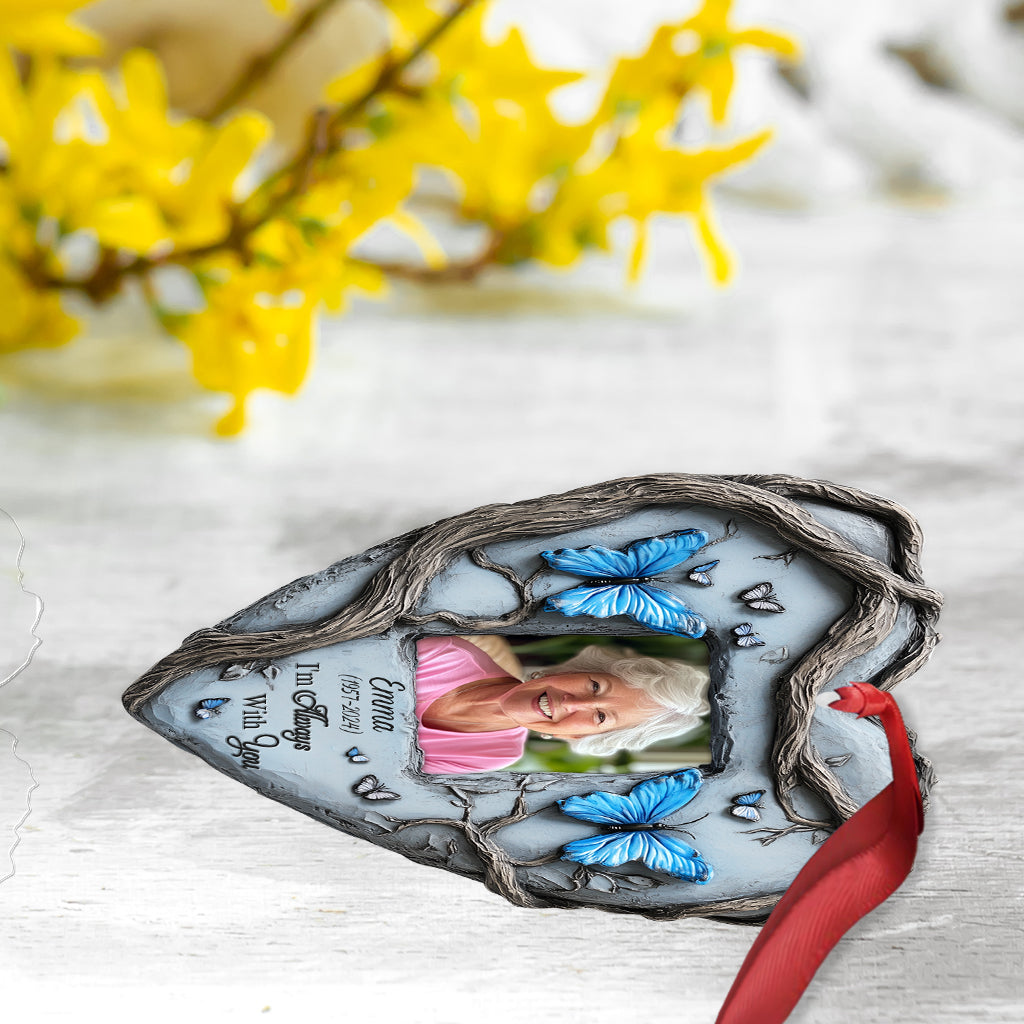 In Loving Memory Blue Butterfly - Personalized Memorial Custom Shaped Ornament