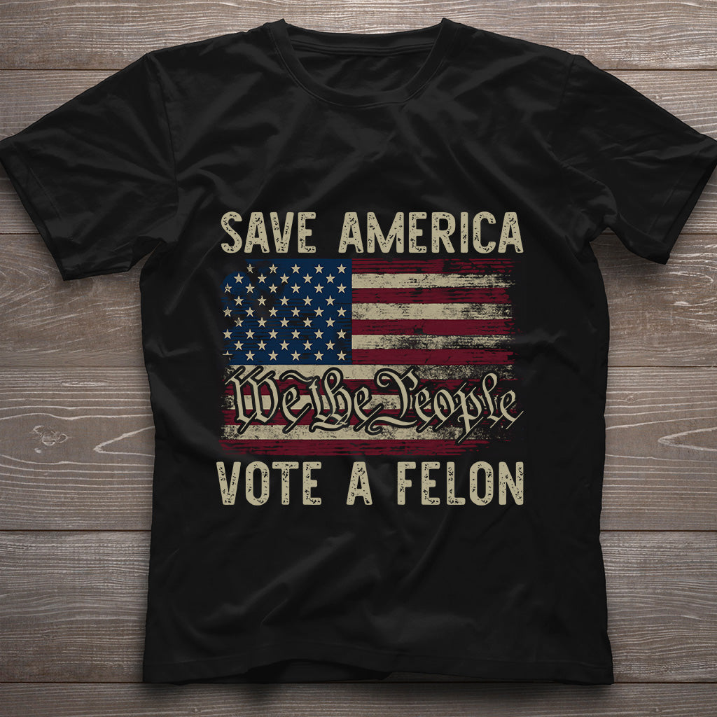 T-shirt « Votez Féin 2024 », T-shirt « Je vote pour la Féin », T-shirt « Nous le peuple », T-shirt « Votez pour les condamnés », T-shirt « Luttez pour l'Amérique »