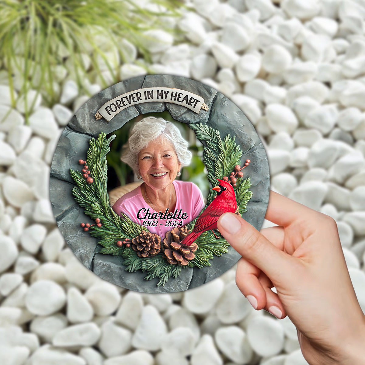 In Loving Memory - Personalized Memorial Round Shaped Stone