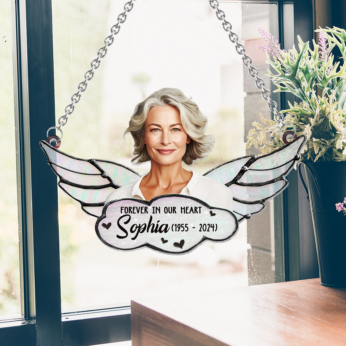Forever In Our Heart - Personalized Memorial Window Hanging Suncatcher Ornament