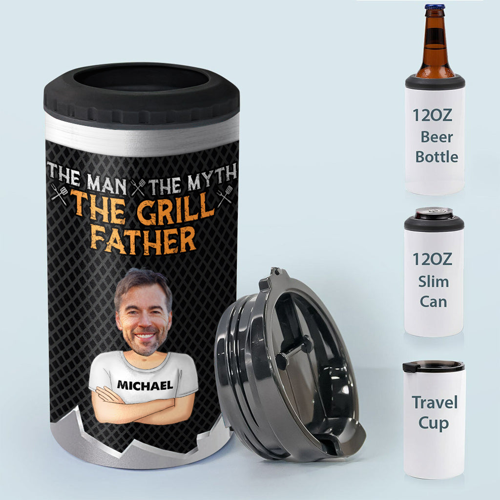 The Man The Myth The Grill Father - Personalized Father Can Cooler