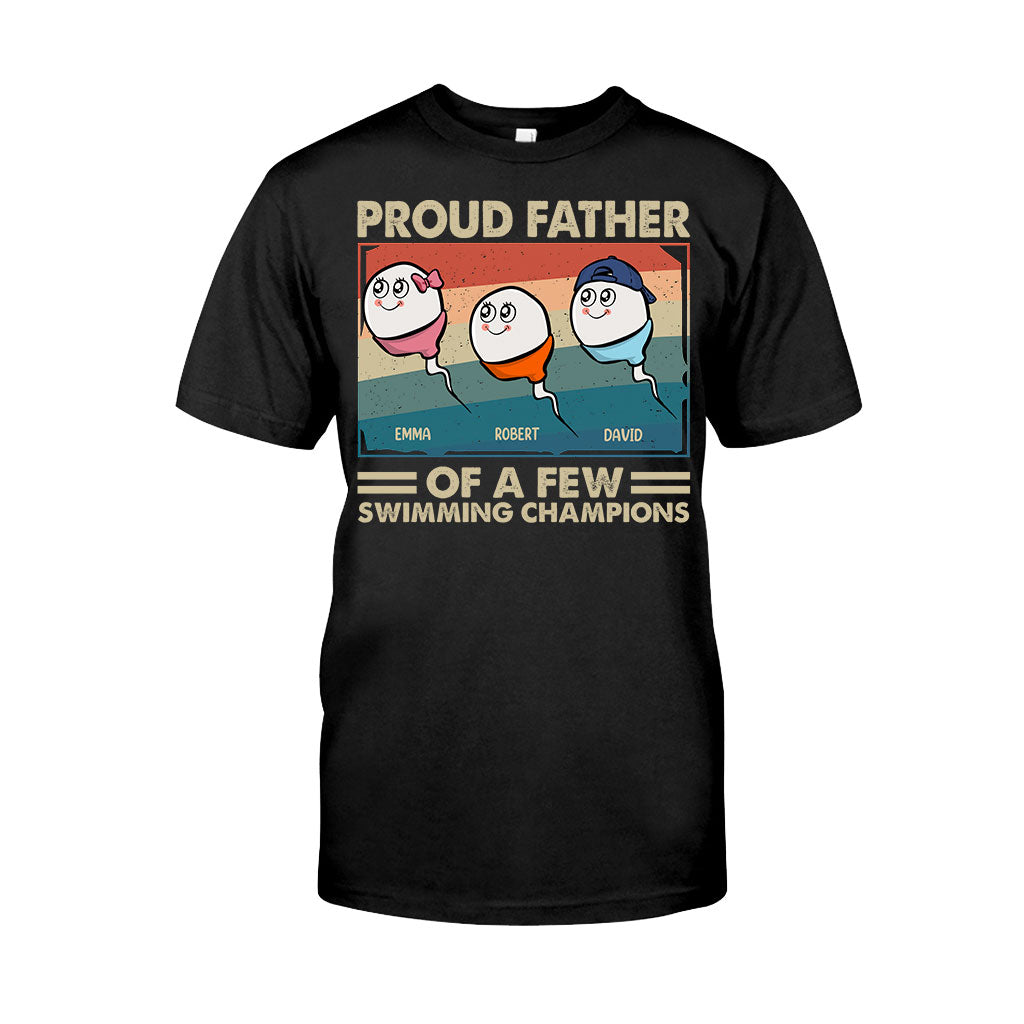 Proud Father Mother Of A Few Swimming Champions - Personalized Father T-shirt And Hoodie