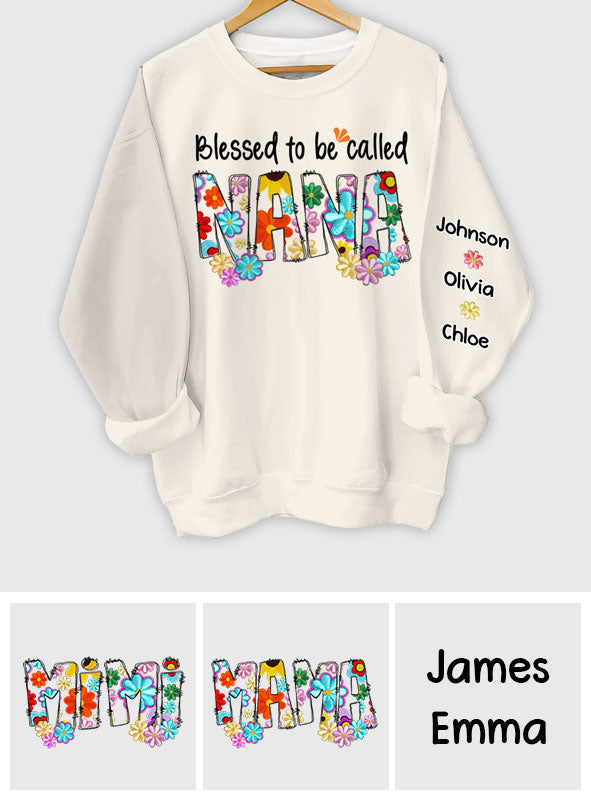 Blessed To Be Called Nana Floral Style - Personalized Grandma All Over Shirt