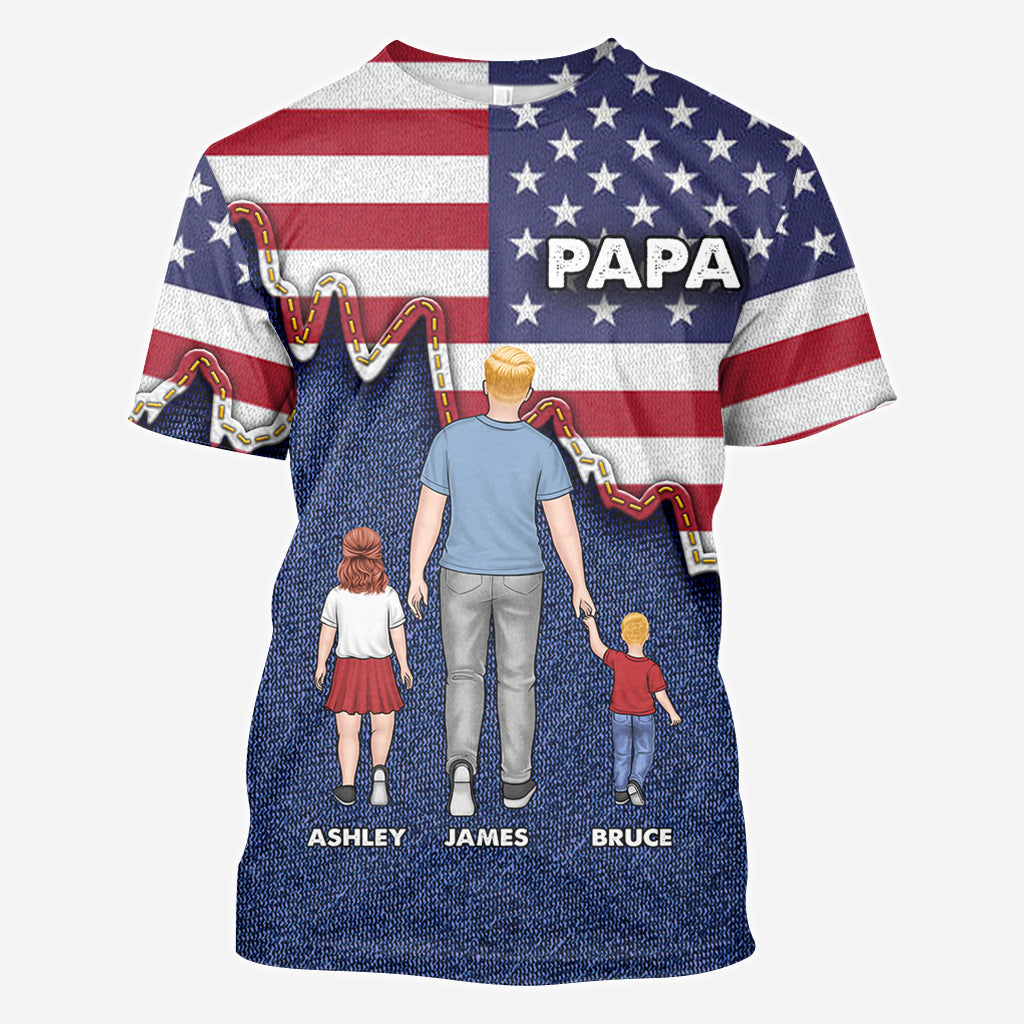Papa American Flag - Personalized Grandpa All Over Shirt