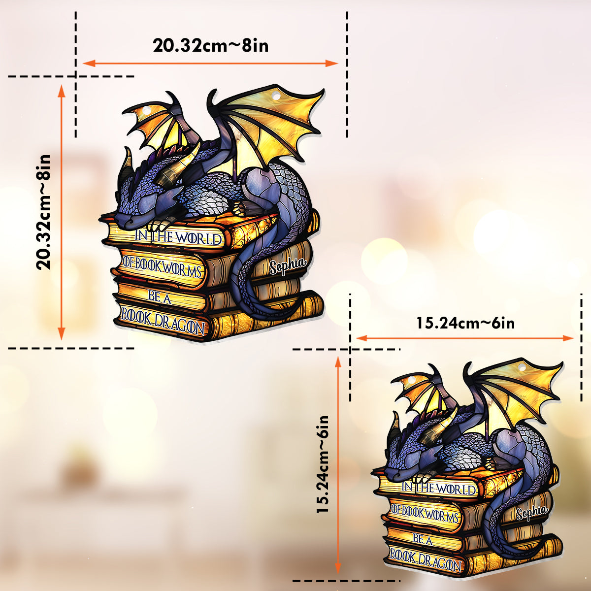 Dans le monde des amoureux des livres, soyez un dragon des livres ! - Décoration attrape-soleil personnalisée en forme de livre à suspendre à la fenêtre 