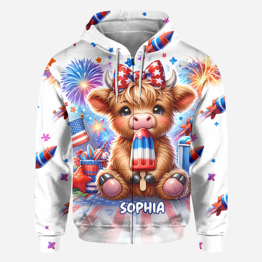 4th Of July Highland Cow - Personalized All Over Shirt