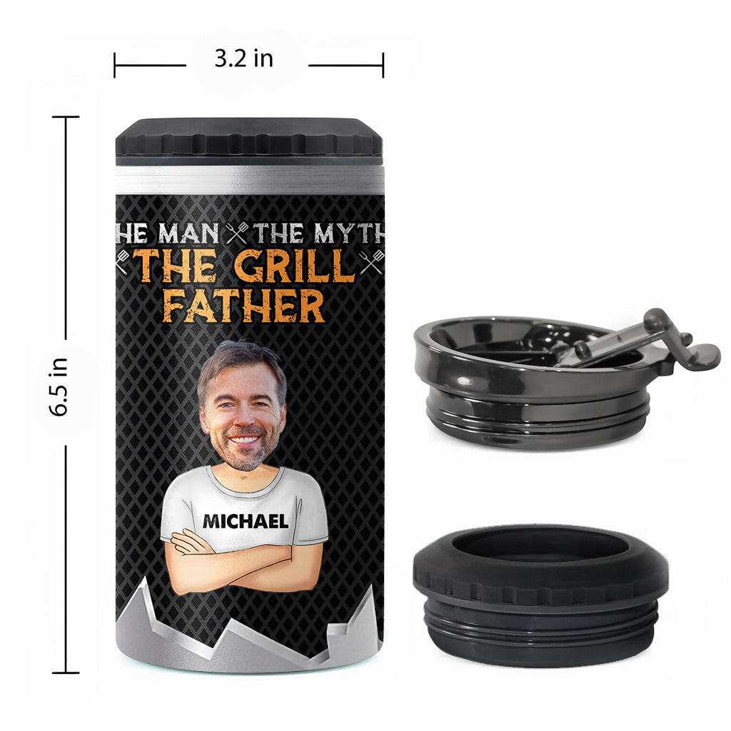 The Man The Myth The Grill Father - Personalized Father Can Cooler