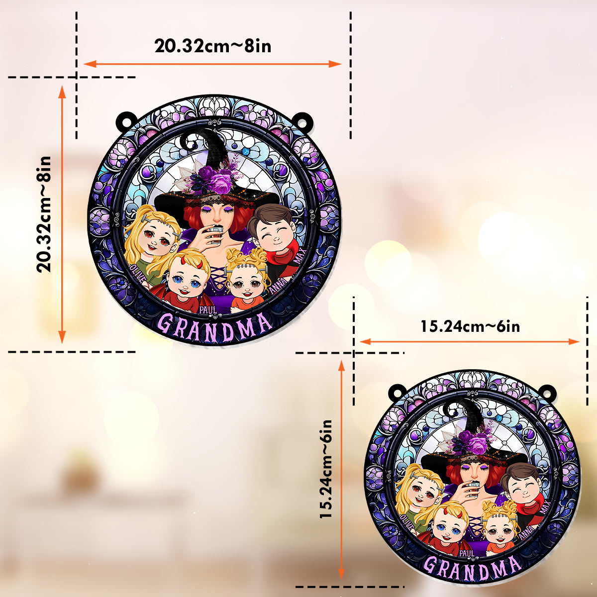 Grandma - Personalized Grandma Window Hanging Suncatcher Ornament