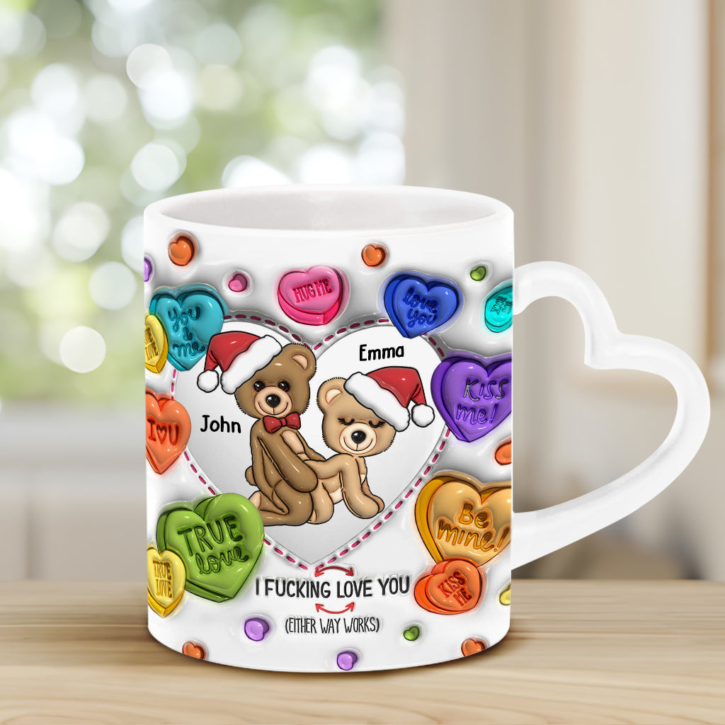 I Love You - Personalized Couple Heart Handle Mug