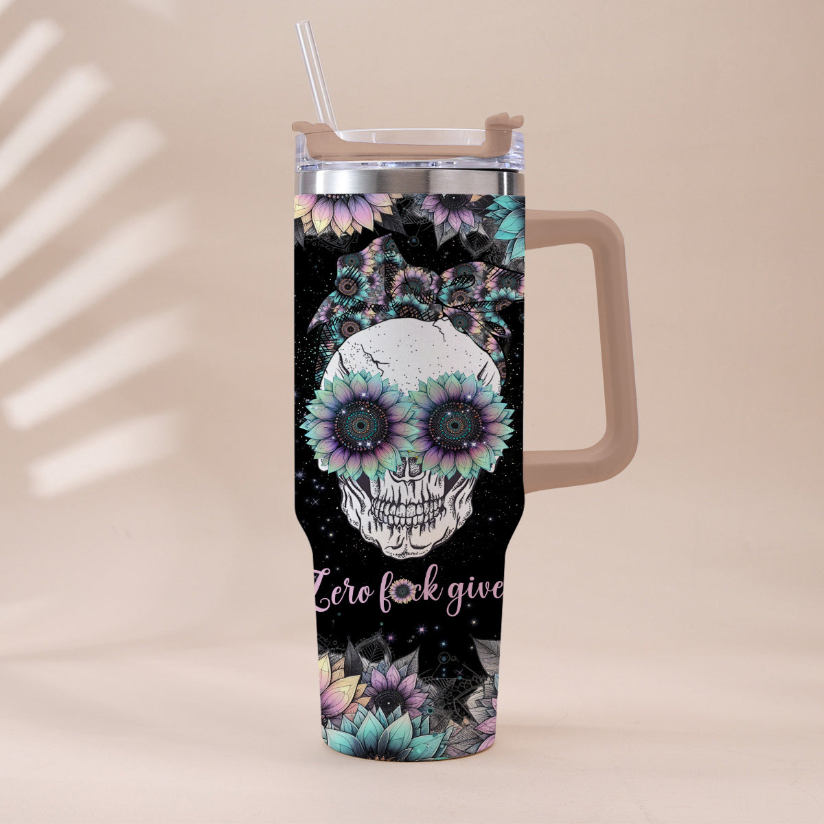 You Are My Sunshine - Personalized Skull Tumbler With Handle