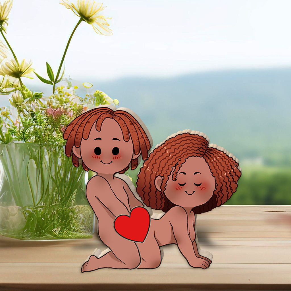 Funny Naughty Couple - Personalized Couple Shaped Wooden Puzzle