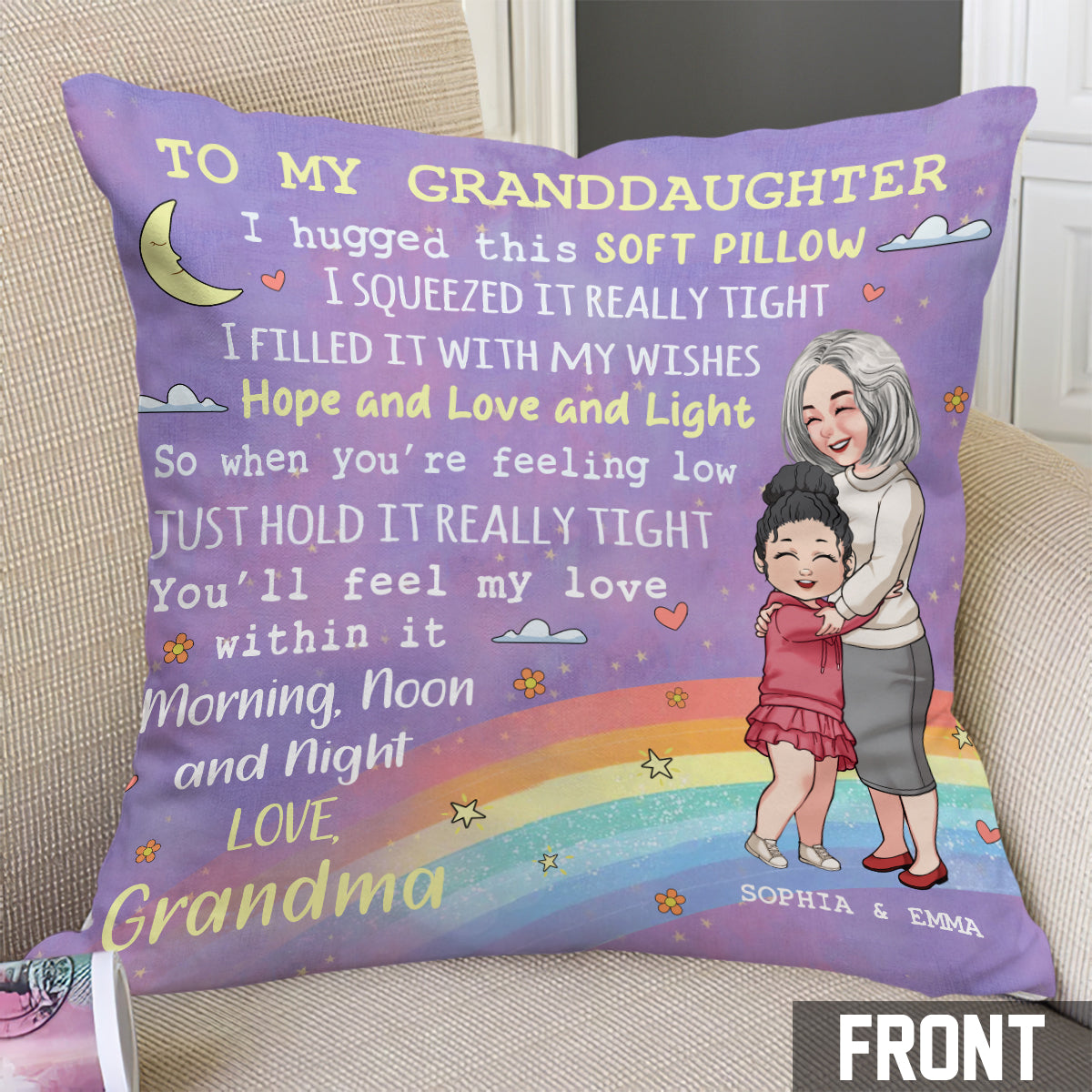 À ma fille/petite-fille/fils/petit-fils... - Coussin décoratif personnalisé pour grand-mère