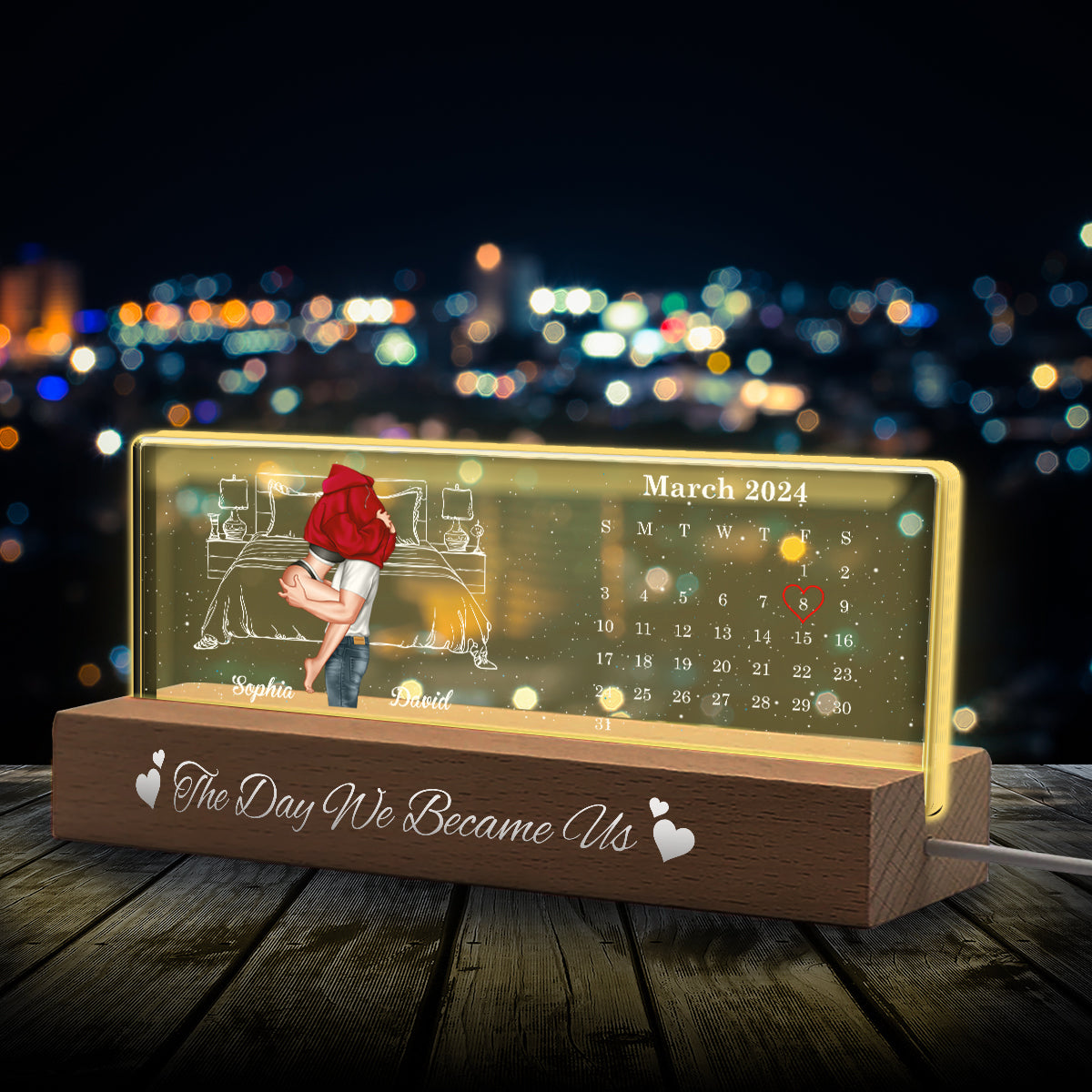 The Day We Became Us - Personalized Couple Custom LED Night Light