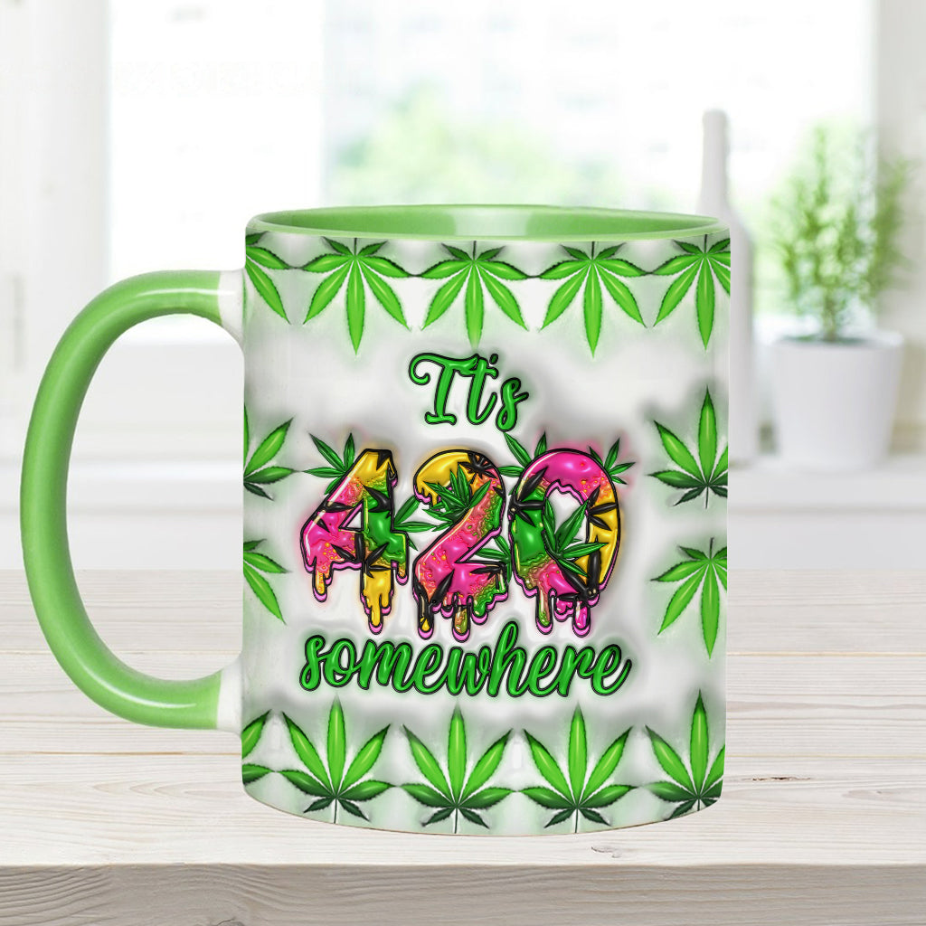 Mug personnalisé « C'est 420 quelque part » avec une touche cannabis