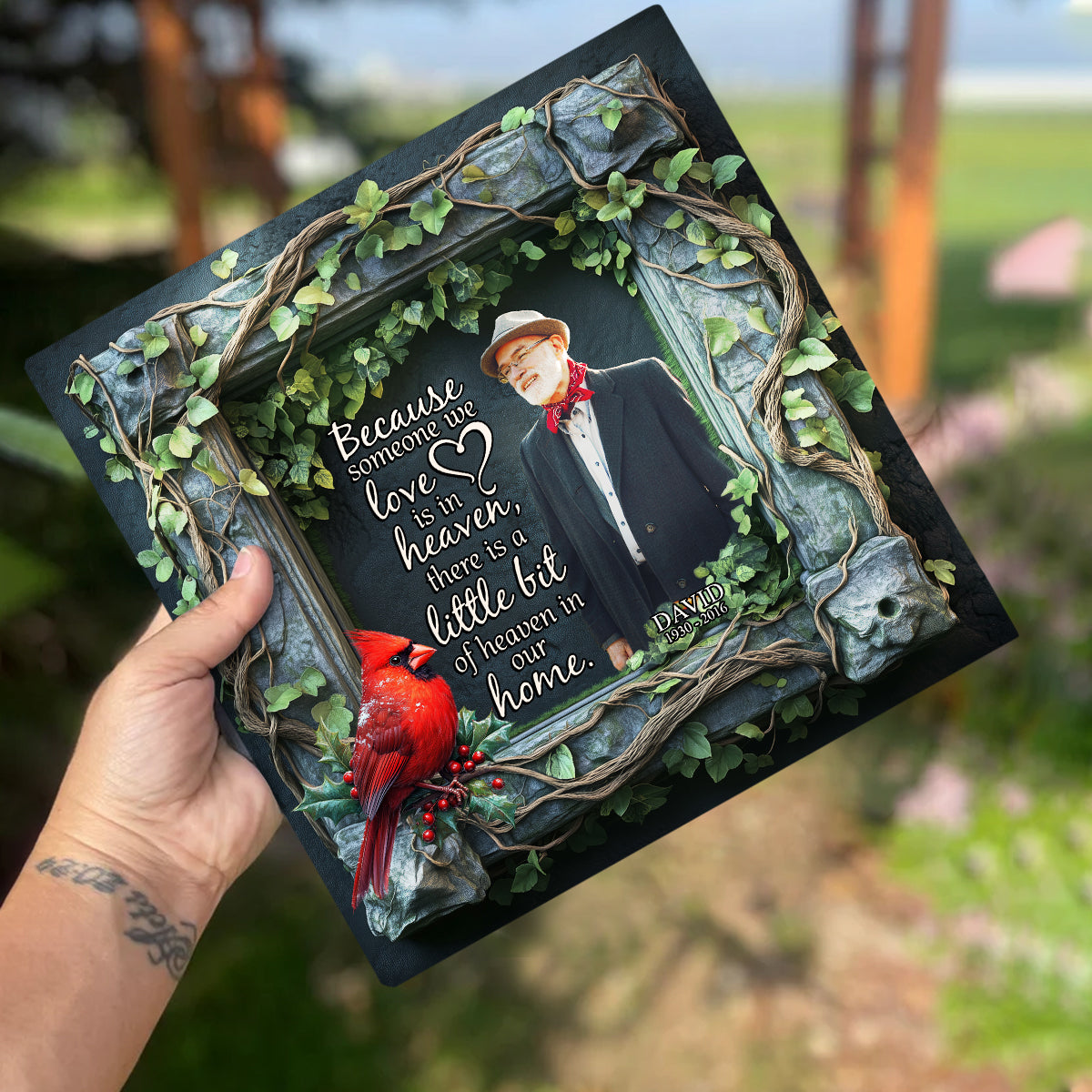 You Left Me Beautiful Memories - Personalized Memorial Square Shaped Stone