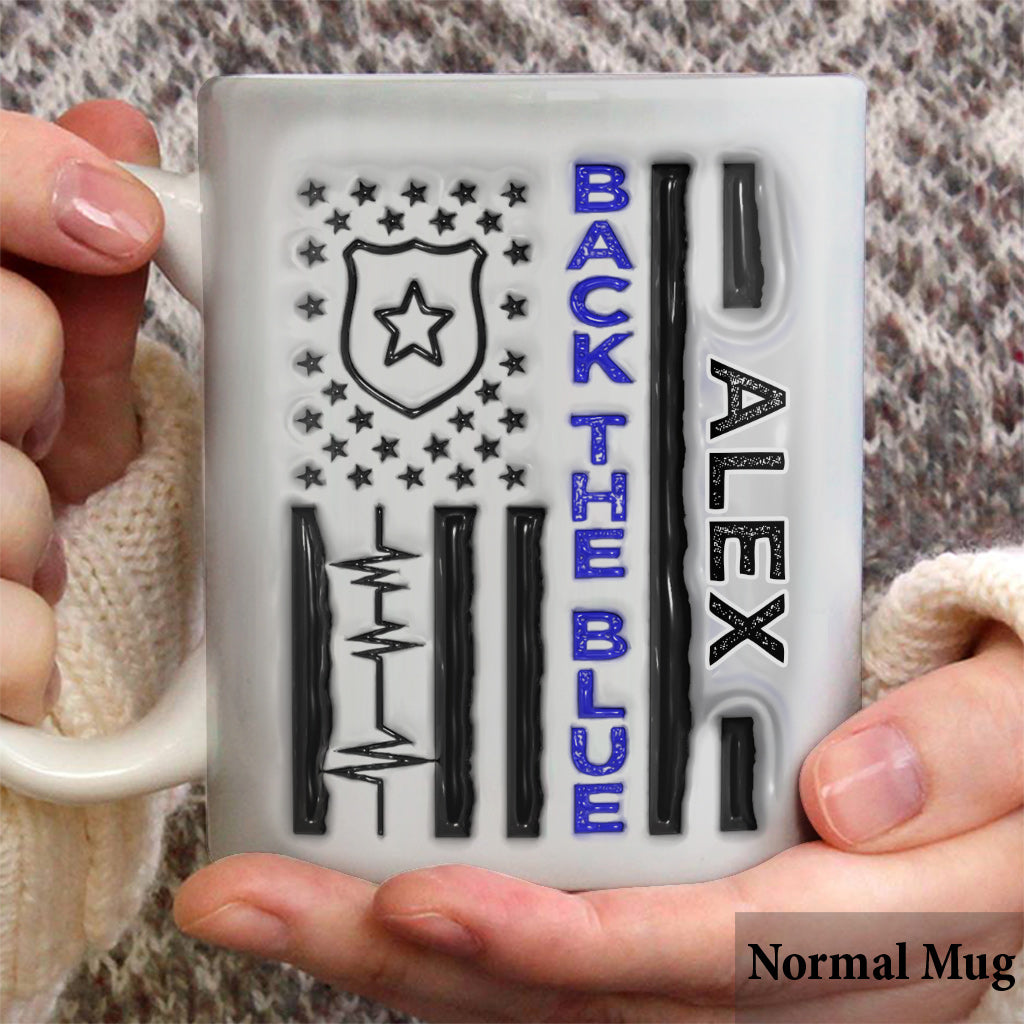 Mug personnalisé « Soutien aux forces de l'ordre » pour le 4 juillet - Fête nationale américaine