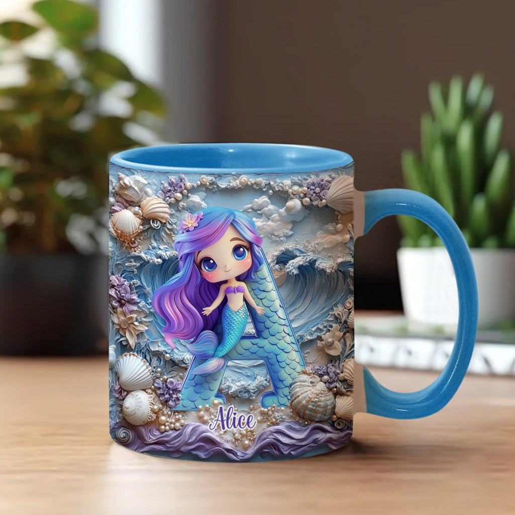 Mug personnalisé pour enfant avec une magnifique lettre sirène