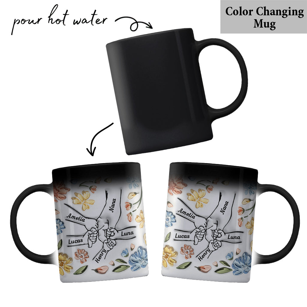 Mom's Love Hands Holding - Personalized Mother Mug