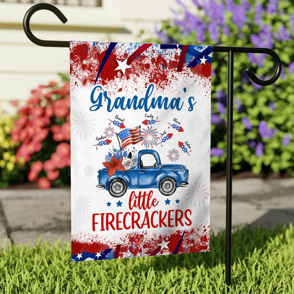 Nana's Little Firecracker - Personalized Grandma Garden Flag