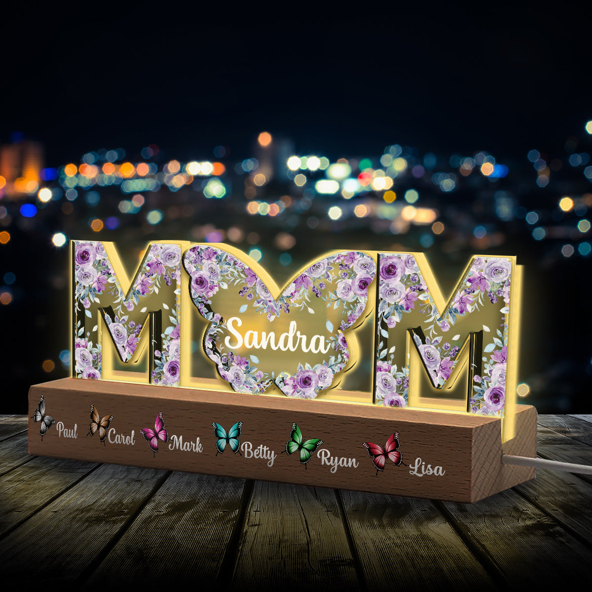 Butterfly Mother - Personalized Mother Custom LED Night Light