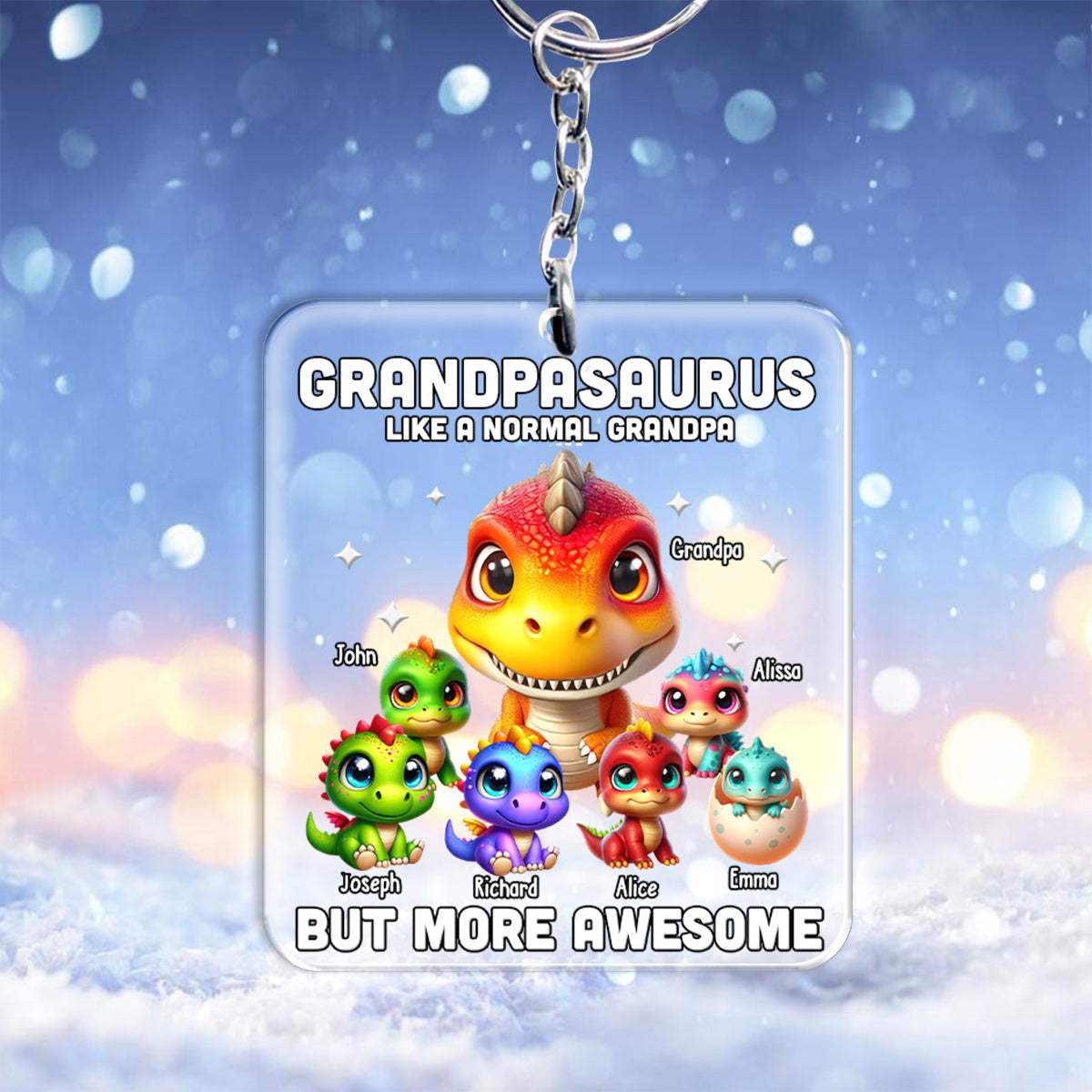 Daddysaurus Grandpasaurus 3D Dinosaurs - Personalized Father Keychain