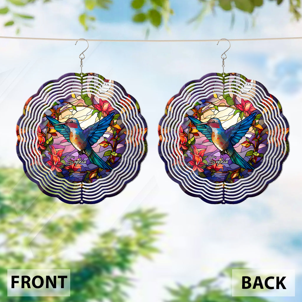 Stained Glass Hummingbird - Personalized Hummingbird Wind Spinner